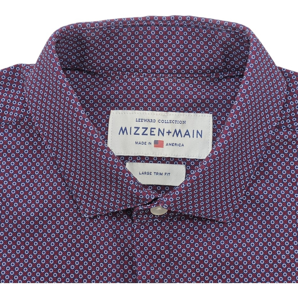 Office Techwear Mizzen+Main Button Down Men’s Large Trim Fit Stretch USA Made - Picture 4 of 16